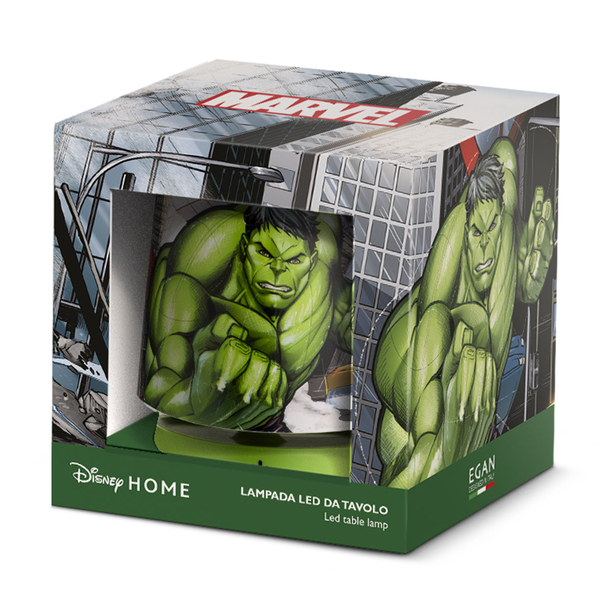 EGAN Marvel Hulk LED Table Lamp (11 cm) – Adjustable Height 10–27 cm, Warm Light, USB Powered Desk/Night Light, ABS – Kids Room Decor & Gift