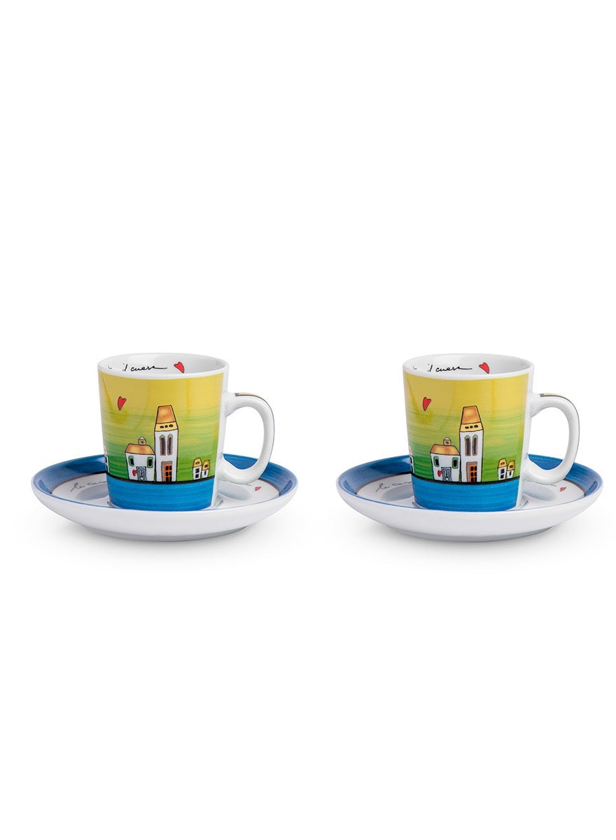 2 Coffee Cup Set Le Cassette Blue.
