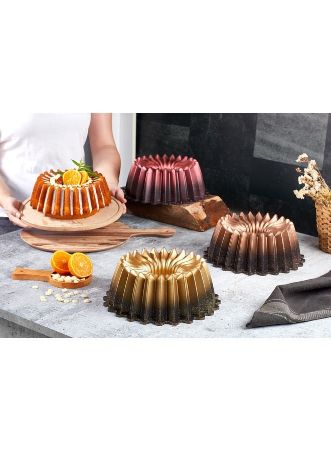 Granite Cake Mould 26 cm Chamomile gold.