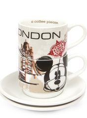 Set 2 Stackable Espresso Cups London With Saucers.
