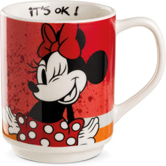 Egan Minnie Mouse Stackable Mug 350ml – Porcelain Coffee Cup | Disney “Minnie I Am” Collection | Blue Design | Microwave & Dishwasher Safe | Cute Gift for Coffee & Tea Lovers (RED).