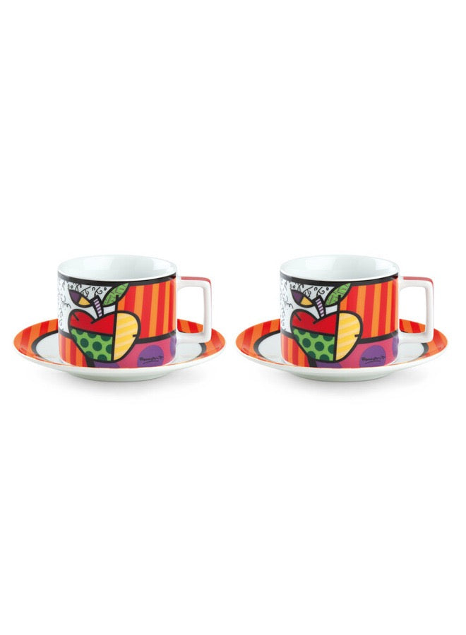 Set 2 Cappuccino Cups with Saucers Britto Apple ml 220.