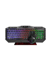 Gaming Bundle 3 in 1 comb 7D wired mouse 6400DPI with multimedia Rgb keyboard and Soft mousepad.