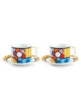 Set 2 Cappuccino Cups with Saucers Britto Flower ml 220.