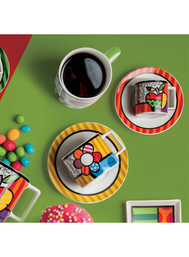 Set 2 Cappuccino Cups with Saucers Britto Flower ml 220.