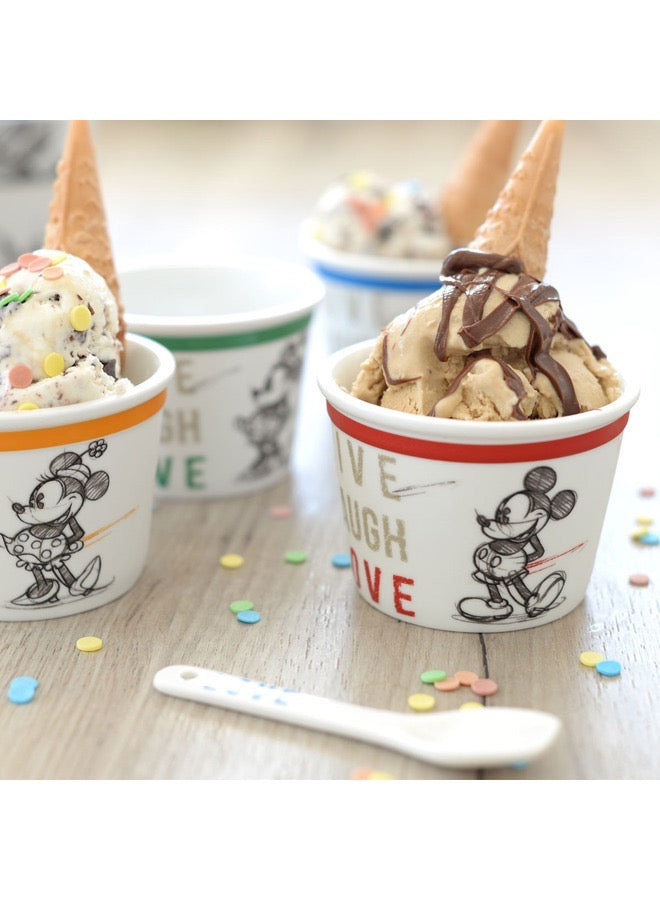 Set 4 Mixed Ice Cream Cups With Spoon Live Laugh Love.