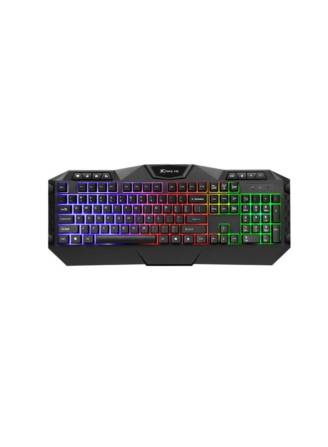 Gaming Bundle 3 in 1 comb 7D wired mouse 6400DPI with multimedia Rgb keyboard and Soft mousepad.