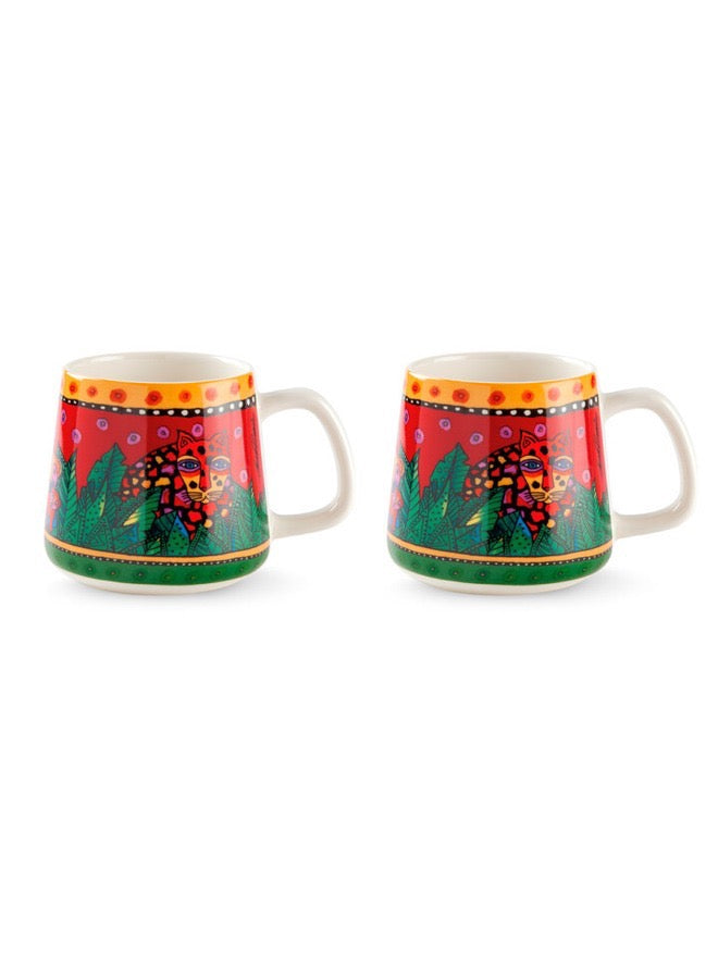 Set 2 Mugs Laurel Burch Jungle Red