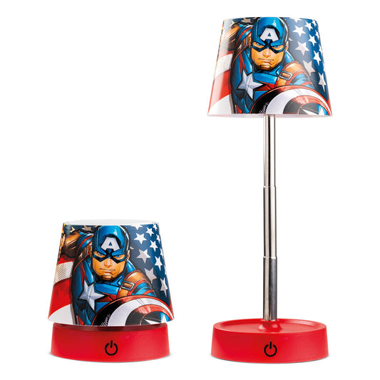 EGAN Marvel Captain America LED Table Lamp 11 cm, Warm Light, Adjustable Height, USB Powered ABS Desk & Night Light