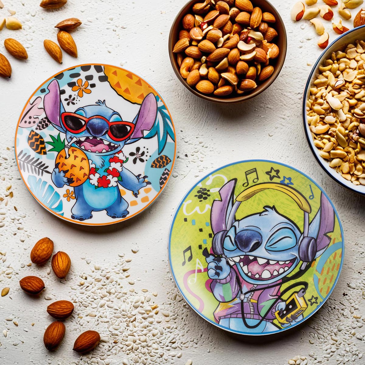 Set of 2 dessert plates Stitch Green 19 cm.