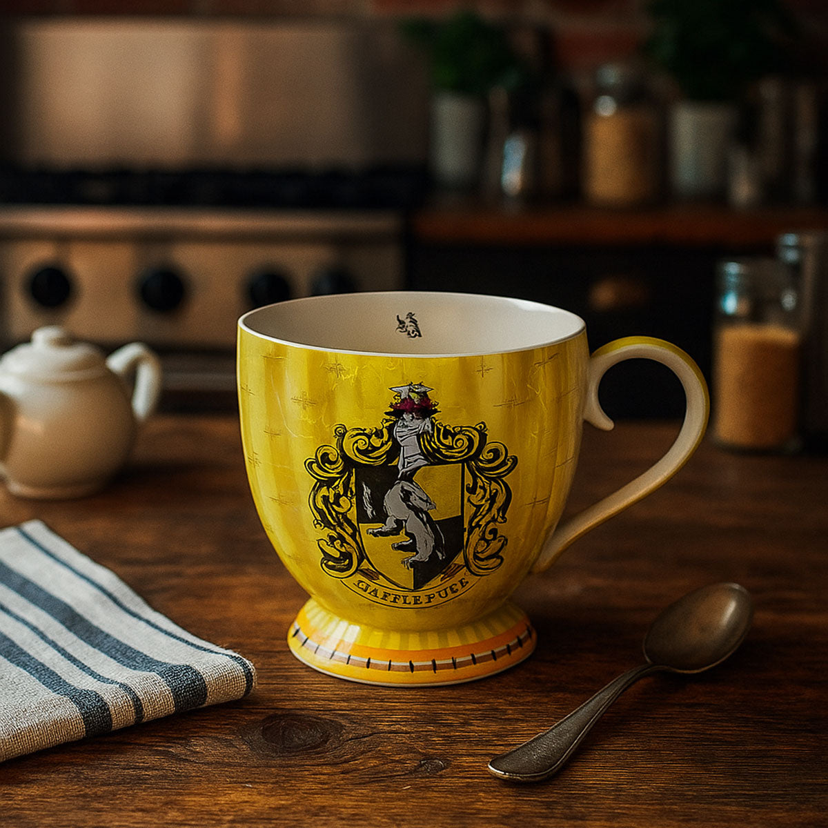 EGAN Harry Potter Hufflepuff Mug 350 ml – Porcelain Coffee & Tea Cup | Official Hogwarts House Crest Drinkware | Dishwasher & Microwave Safe