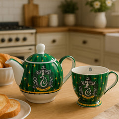 EGAN Harry Potter Slytherin Teapot & Mug Set , Porcelain Tea Set , Dishwasher & Microwave Safe , Hogwarts House Gift for Fans