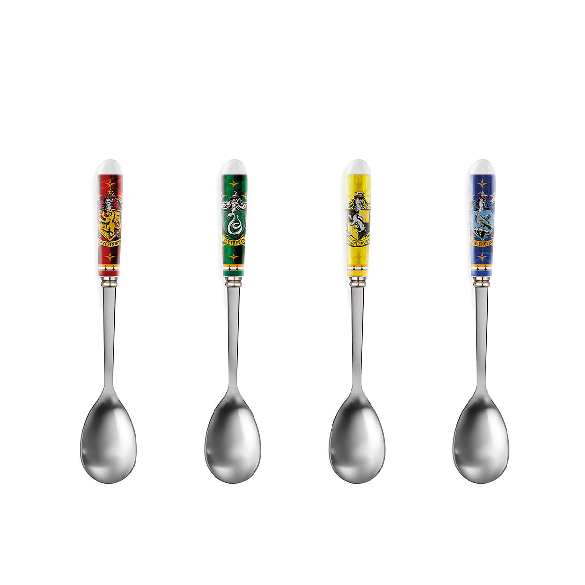 EGAN Harry Potter Teaspoon Set , 4 Pieces (Gryffindor, Slytherin, Ravenclaw, Hufflepuff) , Steel & Ceramic , Collectible Tea & Coffee Spoons , Handwash Only