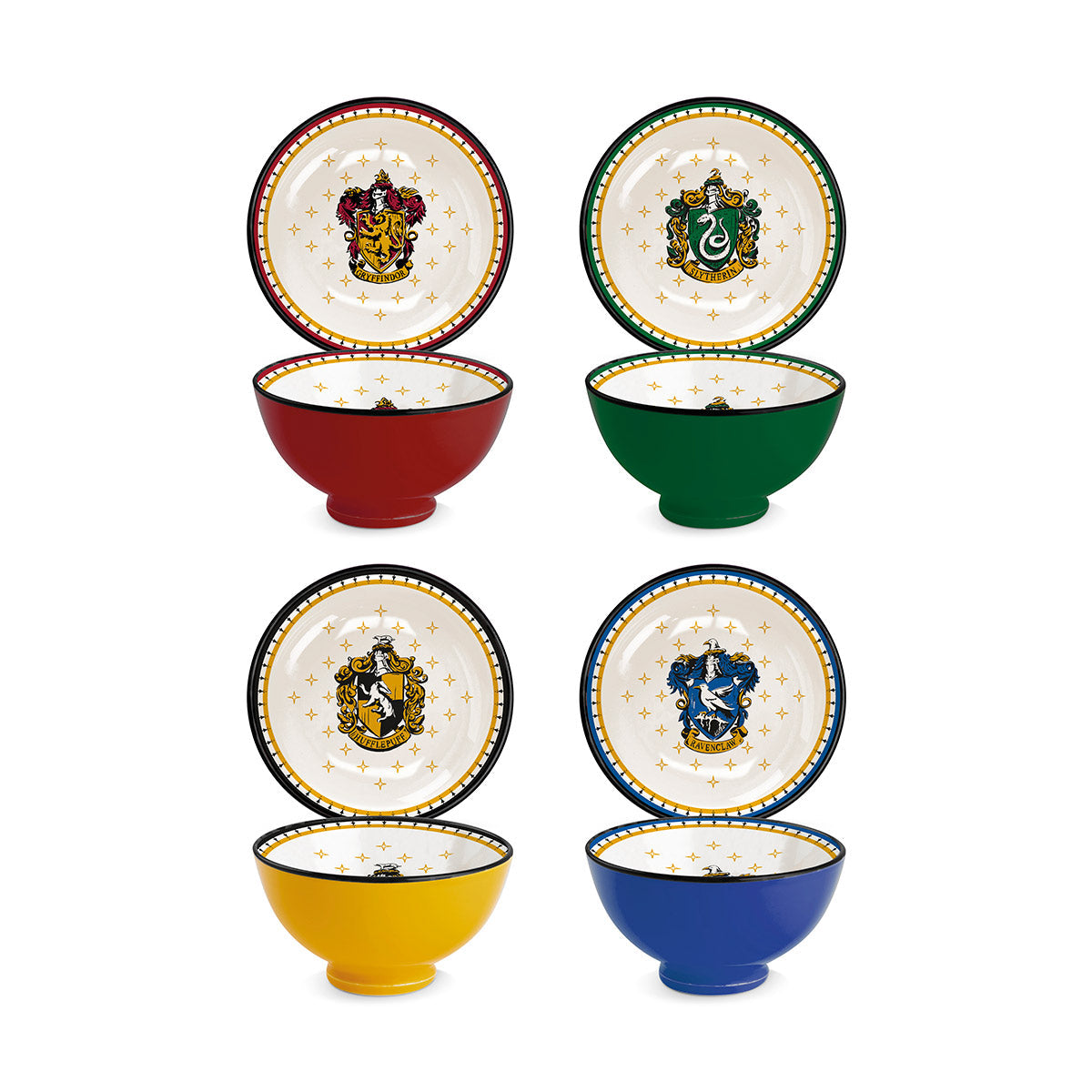 EGAN Harry Potter Bowl Set – 4 Porcelain Bowls 300 ml , Hogwarts Houses Design , Snack, Dessert & Ice Cream Bowls , Gift for Fans