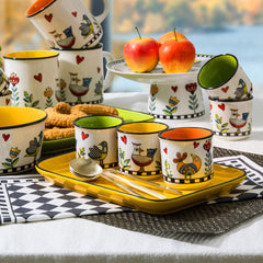 Egan Cocorico New Bone China Mini Mugs Set of 2, 90ml Orange– Espresso Cups for Coffee, Ristretto & Turkish Coffee