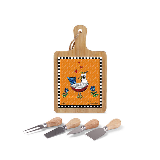 SET CHOPPING BOARD AND CHEESE KNIFE COCORICO