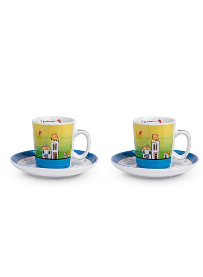 2 Coffee Cup Set Le Cassette  Blue