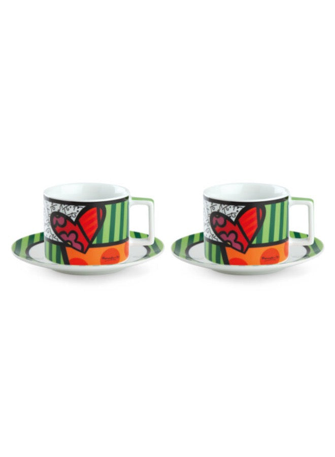 Set 2 Cappuccino Cups with Saucers Britto Heart ml 220