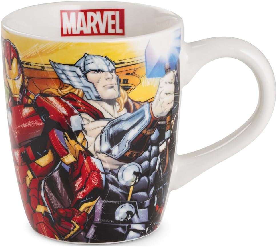 Egan Marvel Jumbo Mug 700ml – Large Porcelain Coffee Mug Featuring Spider-Man & Avengers – Dishwasher & Microwave Safe – Collector’s Marvel Mug (AVENGERS).