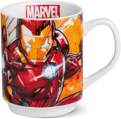 Egan Marvel Stackable Mug in Tin Box – Porcelain Coffee Mug Featuring Spider-Man, Captain America, Hulk, Iron Man & Thor – Dishwasher & Microwave Safe (350ml, IRON MAN)
