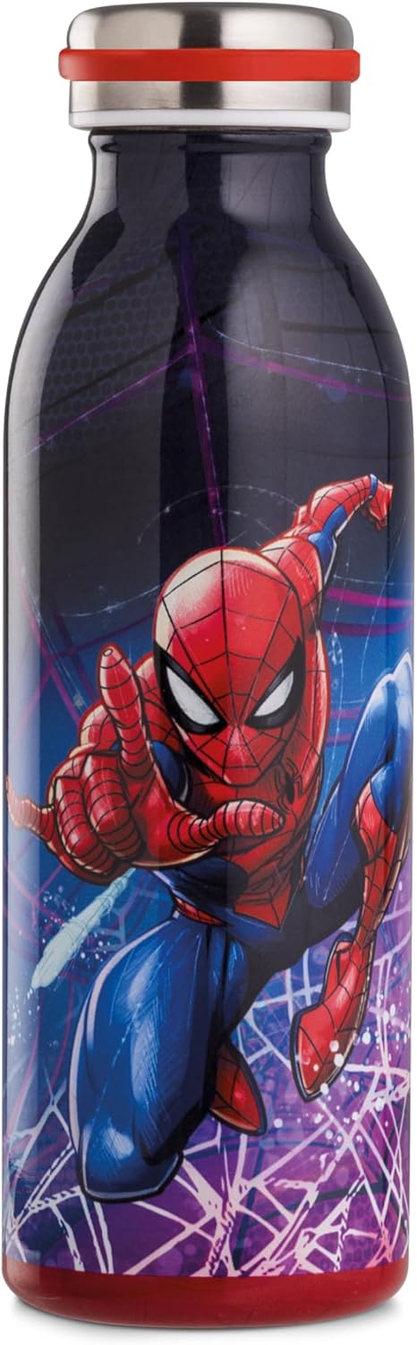 Egan Borraccia Disney Marvel trendy 500ml Stainless Steel Thermal Bottle for Hot & Cold Drinks | Leak-Proof & Durable | Double-Wall Insulated Travel Bottle (SPIDER-MAN).