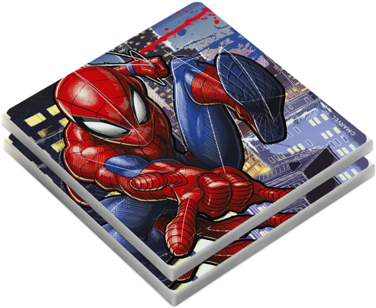 Egan Marvel Coaster Set – Glazed Ceramic Drink Coasters Featuring Spider-Man & Avengers – Home Decor for Marvel Fans– Heat Resistant & Stylish – Handwash Only (2pcs SPIDERMAN).