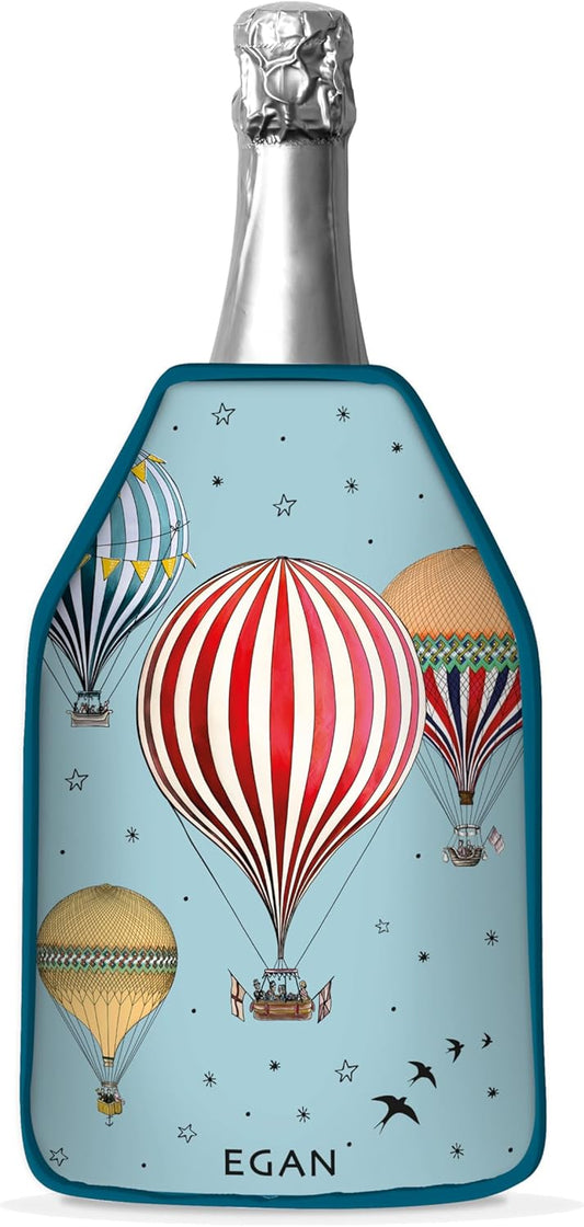 EGAN GIRAMONDO Bottle Cooler Glacette 23cm, Insulated Beverage Cooler Sleeve for Water Juice Soft Drinks, Hot Air Balloon Design, Hand Wash, Nylon (LIGHT BLUE)