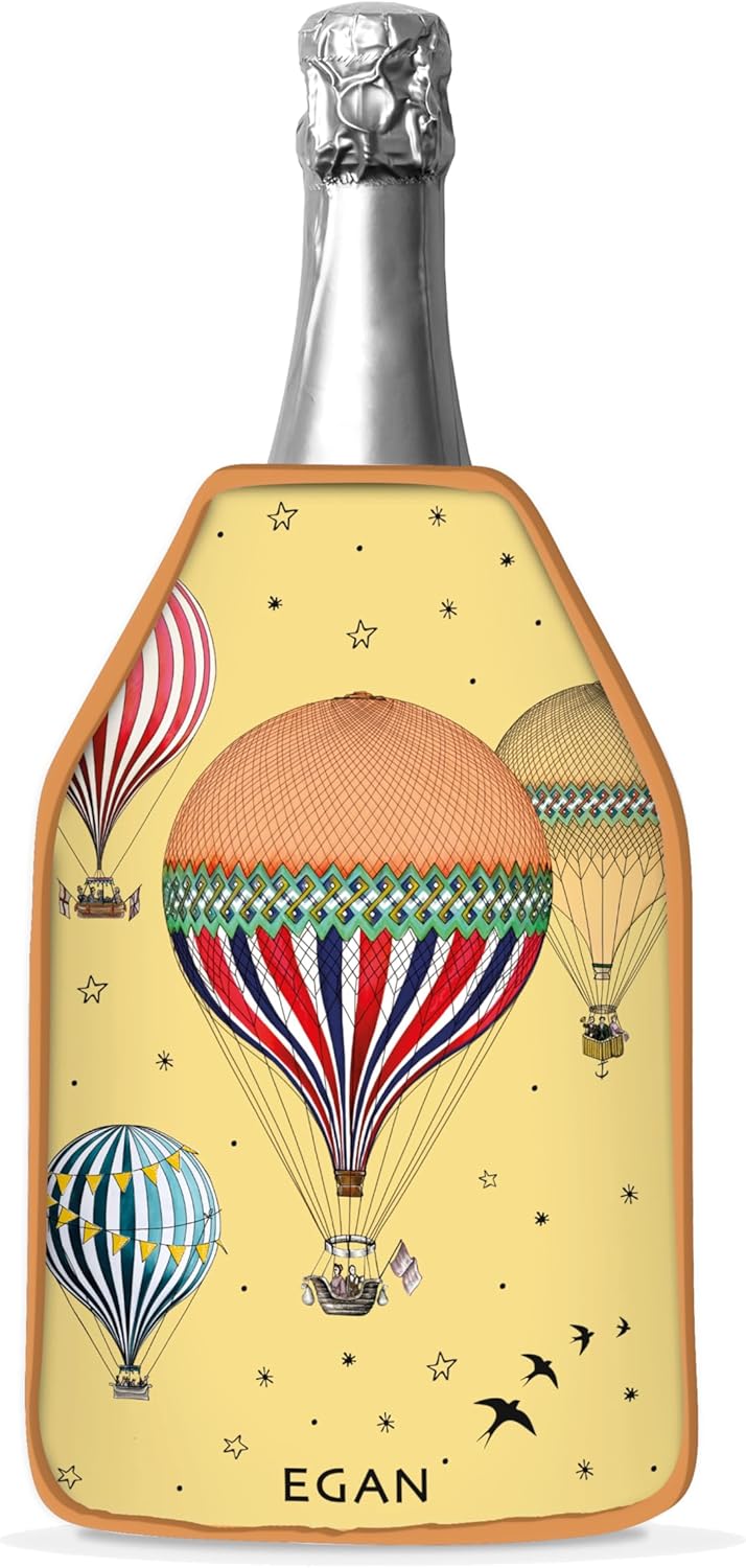 EGAN GIRAMONDO Bottle Cooler Glacette 23cm, Insulated Beverage Cooler Sleeve for Water Juice Soft Drinks, Hot Air Balloon Design, Hand Wash, Nylon (YELLOW)