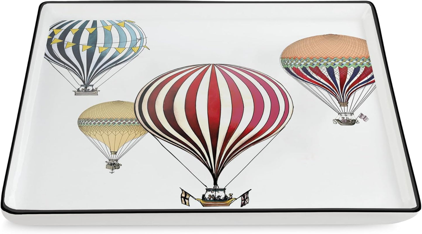 صينية تقديم من البورسلين من إيغان جيراموندو، مقاس 19×19 سم، صينية مربعة للوجبات الخفيفة والحلويات بتصميم منطاد الهواء الساخن، صينية للقهوة والشاي، آمنة للاستخدام في الميكروويف وغسالة الصحون