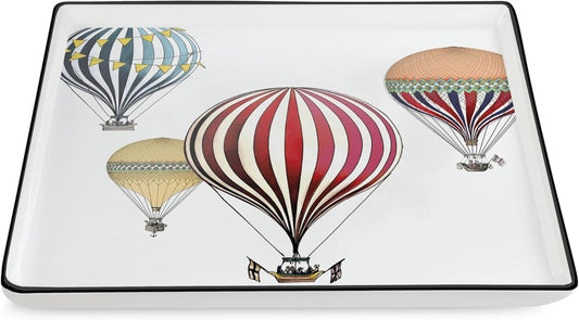 صينية تقديم من البورسلين من إيغان جيراموندو، مقاس 19×19 سم، صينية مربعة للوجبات الخفيفة والحلويات بتصميم منطاد الهواء الساخن، صينية للقهوة والشاي، آمنة للاستخدام في الميكروويف وغسالة الصحون