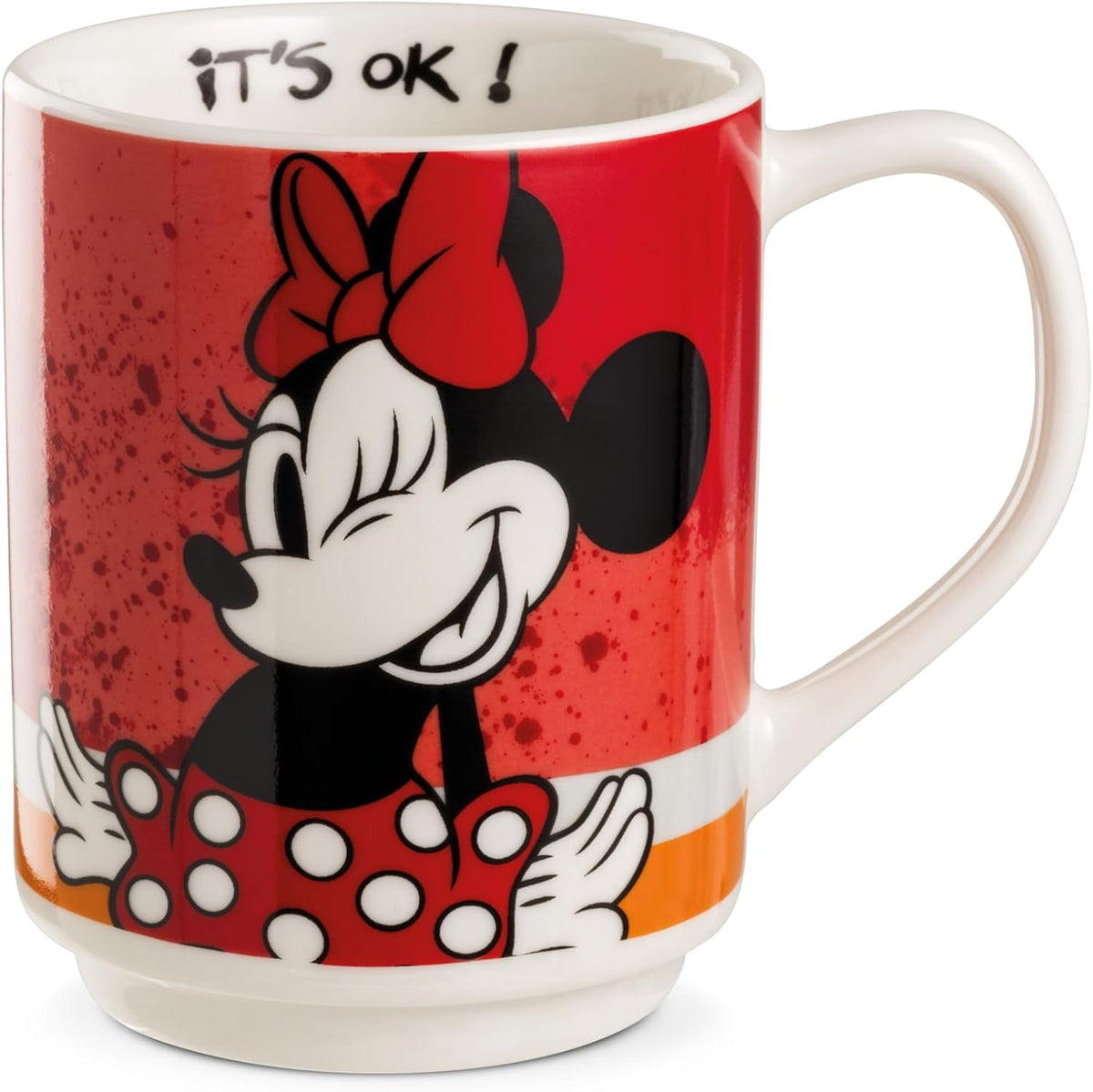 Egan Minnie Mouse Stackable Mug 350ml – Porcelain Coffee Cup | Disney “Minnie I Am” Collection | Blue Design | Microwave & Dishwasher Safe | Cute Gift for Coffee & Tea Lovers (RED)