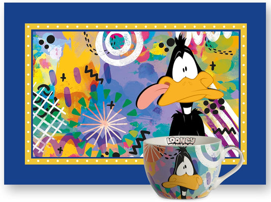 Egan Looney Tunes Breakfast Set – Cup & Cotton Placemat – 2-Piece Kids Breakfast Set Featuring Looney Tunes characters – Tableware (DAFFY DUCK).