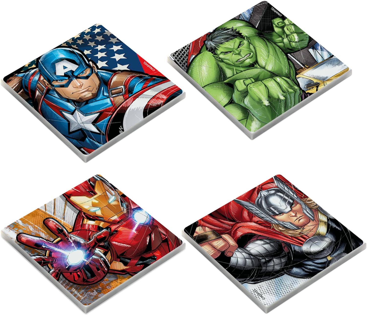 Egan Marvel Coaster Set – Glazed Ceramic Drink Coasters Featuring Spider-Man & Avengers – Home Decor for Marvel Fans– Heat Resistant & Stylish – Handwash Only (4pcs AVENGERS).