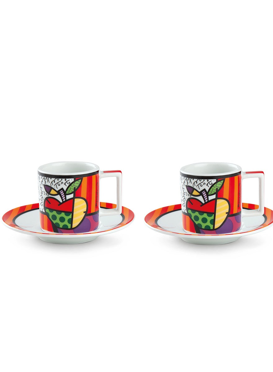 Set 2 Espresso Cups With Saucers Britto Apple ml 90