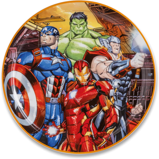 Egan Marvel Spider-Man & Avengers Serving Plate 31 cm - Porcelain Dinner Plate – Superhero Plate for Marvel Fans – Microwave & Dishwasher Safe – Kitchen Collection (AVENGERS).