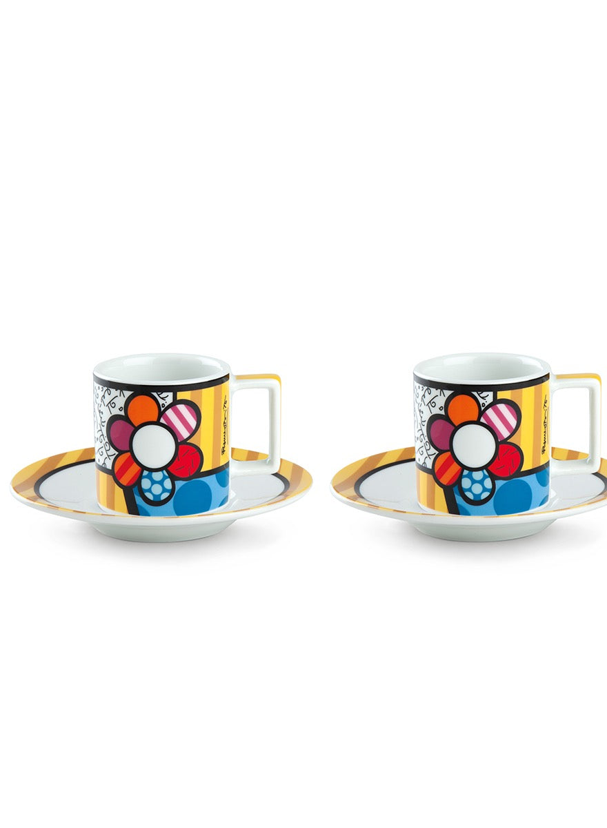 Set 2 Espresso Cups With Saucers Britto Heart ml 90