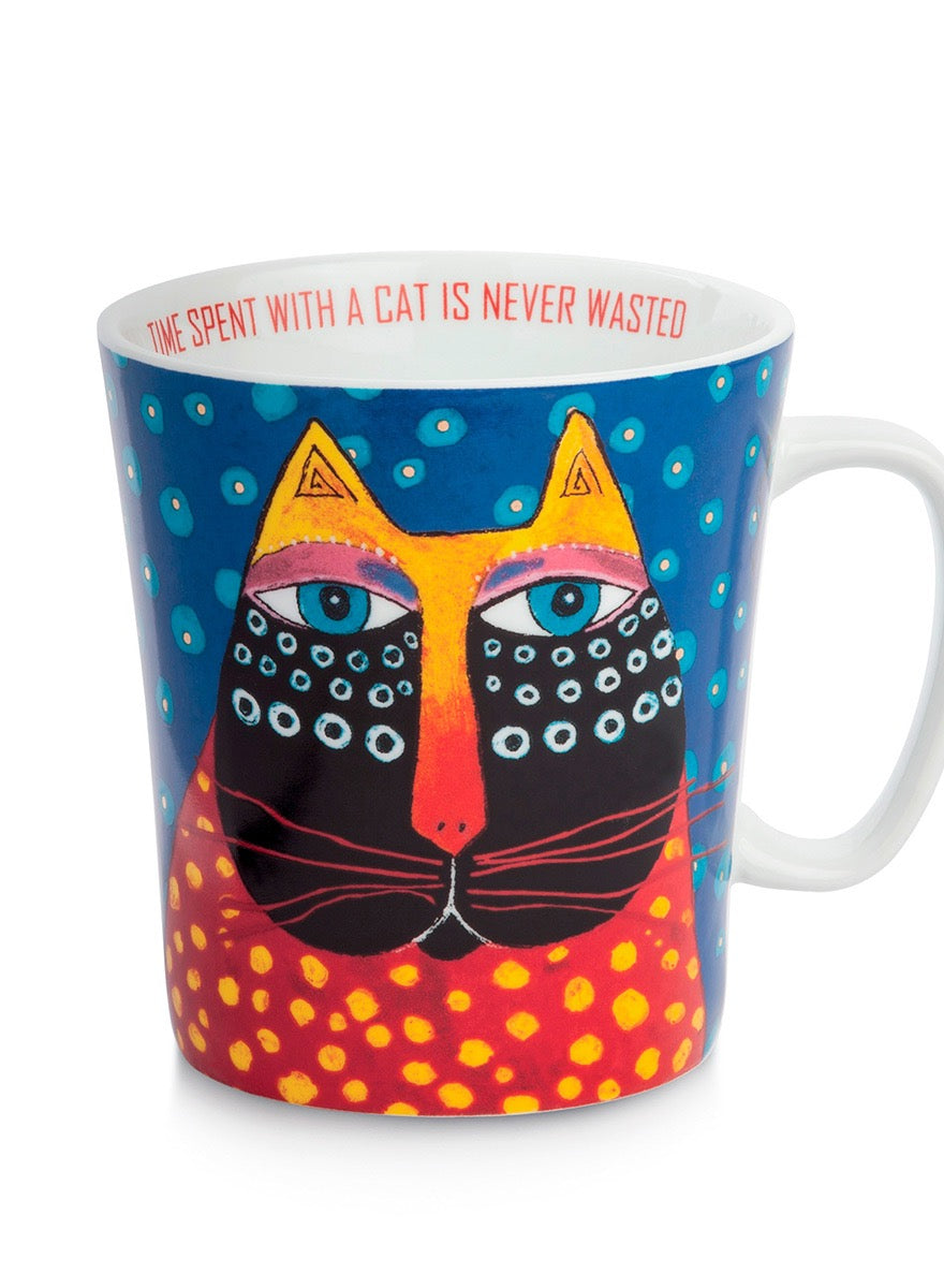 Mug Blue Laurel Burch Fantastic Felines.