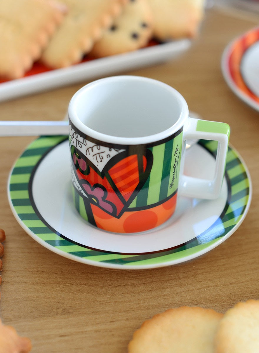 Set 2 Espresso Cups With Saucers Britto Heart ml 90