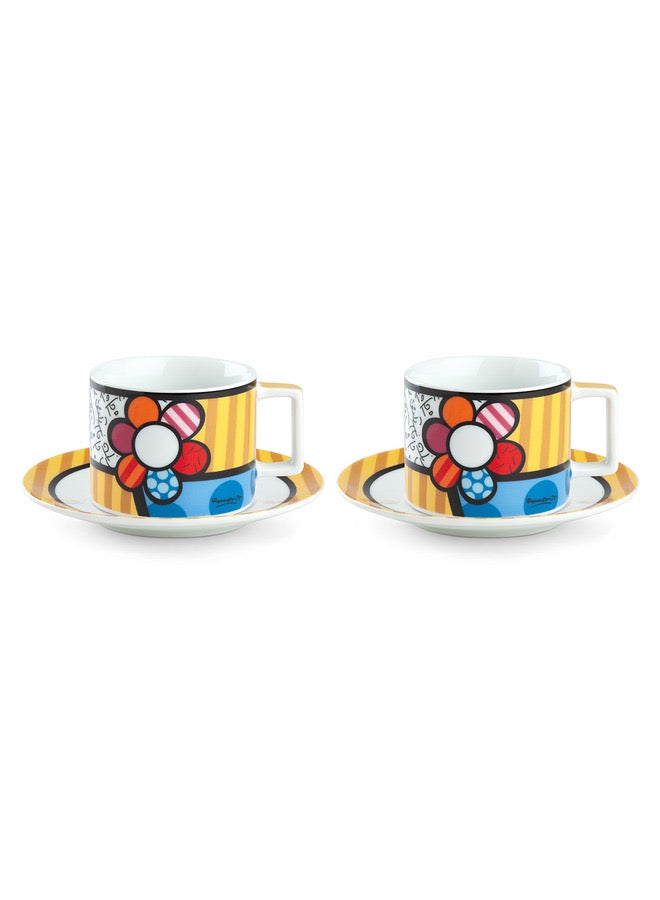 Set 2 Cappuccino Cups with Saucers Britto Flower ml 220