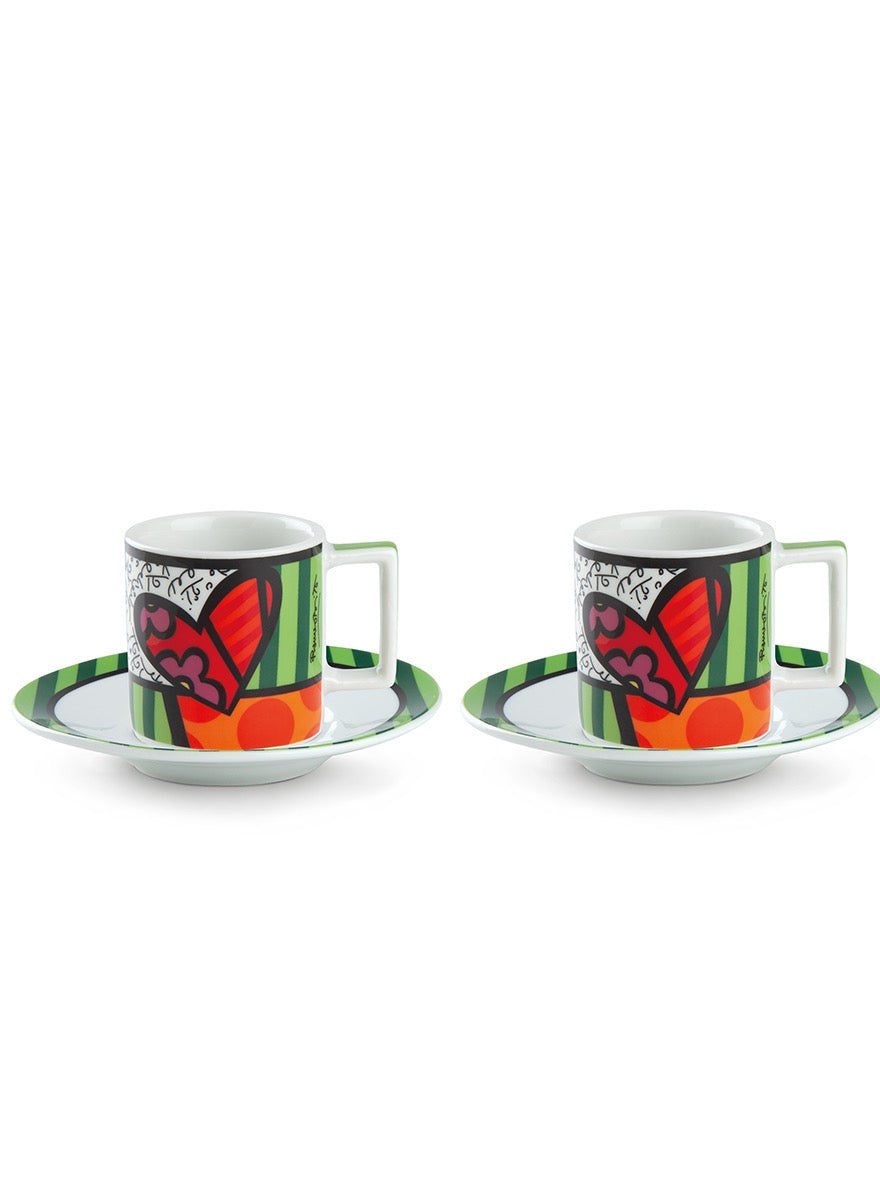 Set 2 Espresso Cups With Saucers Britto Heart ml 90