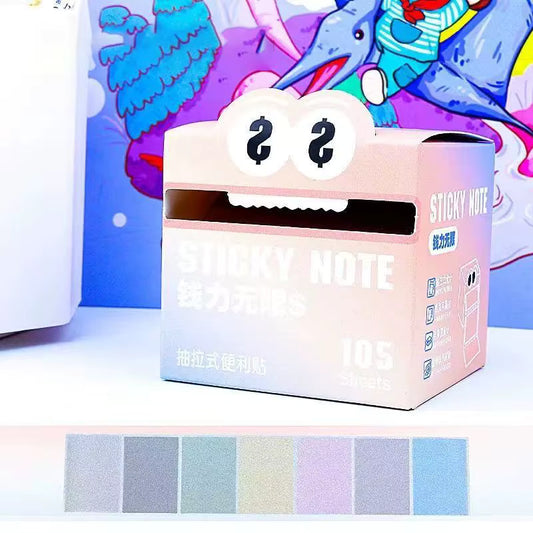 Monster Pattern Sticky Notes – 105 Translucent Pearl Sheets | Pull-Out Dispenser | multicolor Beige
