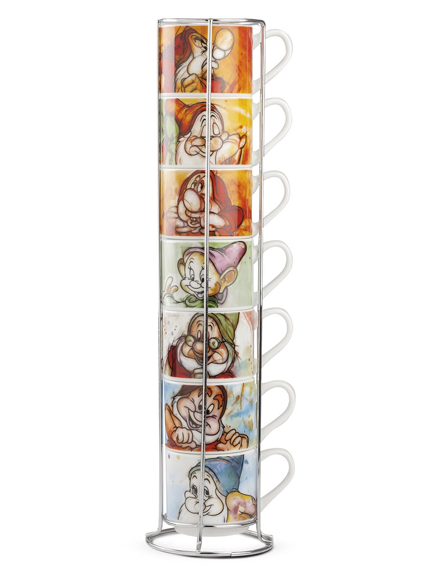 Set 7 Espresso Cups with Metal Rack