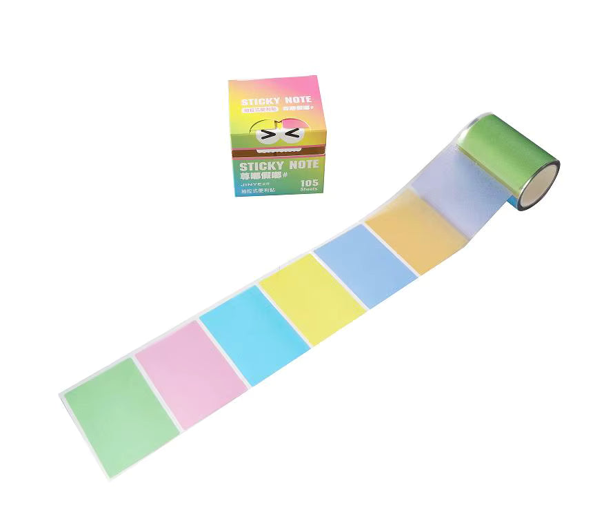 Monster Pattern Sticky Notes – 105 Translucent Pearl Sheets | Pull-Out Dispenser | multicolor