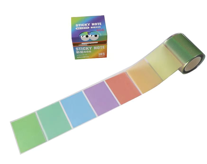 Monster Pattern Sticky Notes – 105 Translucent Pearl Sheets | Pull-Out Dispenser | multicolor Orange