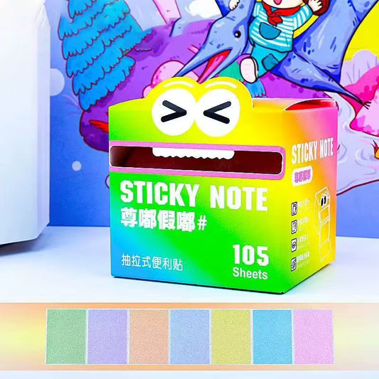 Monster Pattern Sticky Notes – 105 Translucent Pearl Sheets | Pull-Out Dispenser | multicolor