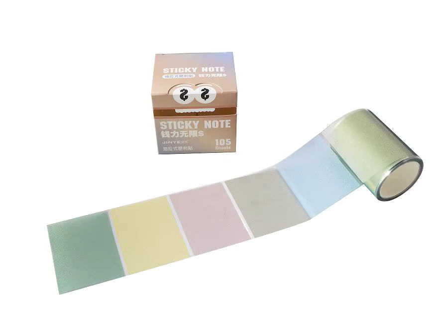 Monster Pattern Sticky Notes – 105 Translucent Pearl Sheets | Pull-Out Dispenser | multicolor Beige